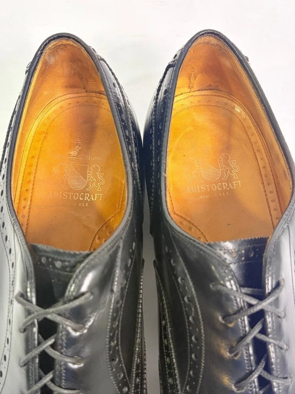 RARE Johnston & Murphy Aristocraft Wingtip Oxford Shoes Men 13 C HANDMADE / VTG